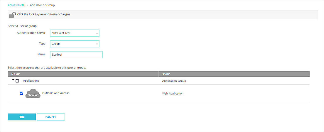 Screen shot of the user connection settings 002